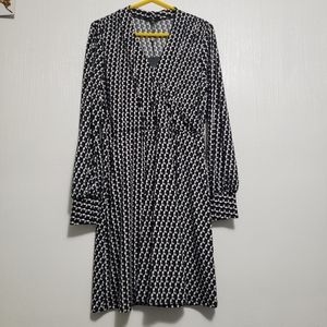 Adrianna Papell | Geometric long sleeve dress